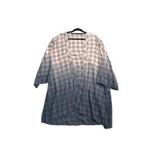 Maurices Ombre Plaid Cardigan Women's Size 1X Gray Blue Soft Lightweight Topper